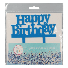 Happy Birthday - cupcake topper - blue